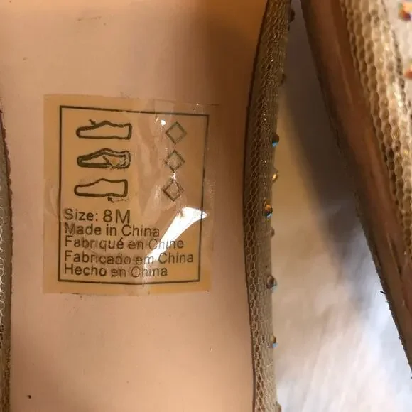 Kitten Heel Crystal Studded Pumps Size 8 Mesh Hurley Davids Bridal Nude Wedding - Picture 6 of 8